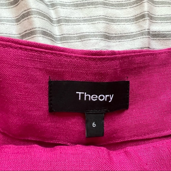 Theory High Waisted Linen Pants in Bright Pink NWT 6 - Picture 6 of 6